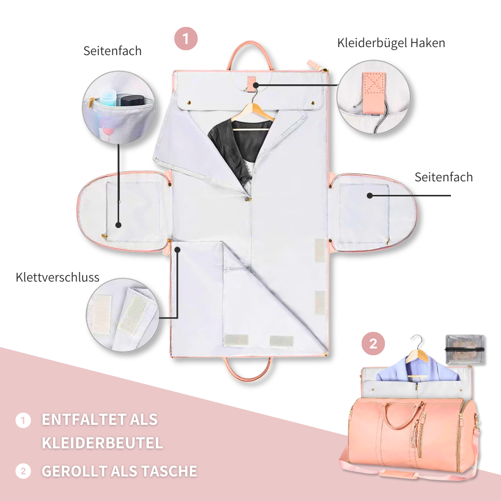 2-in-1 Reisetasche - Kleiderbeutel und Reisetasche in Einem